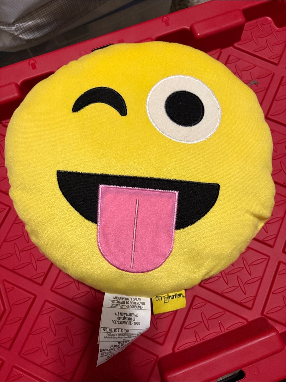 Emoji Yellow Winking Tongue-Out Plush Pillow